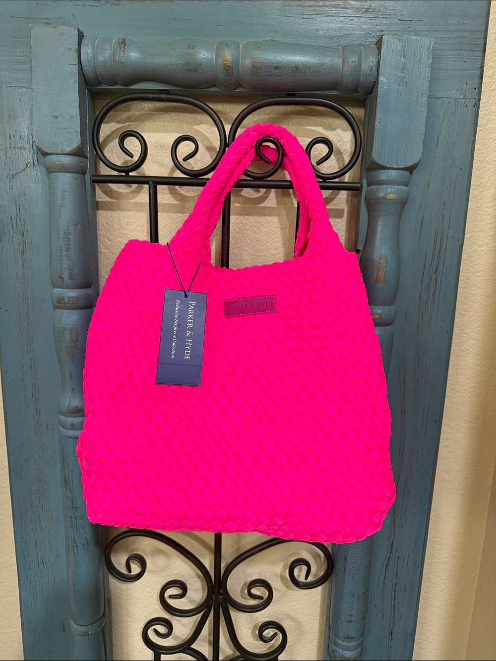 Neon Pink Braided Tote Bag